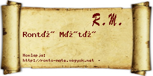 Rontó Máté névjegykártya